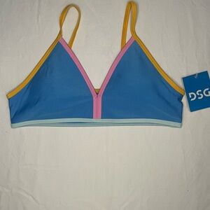 DSG Aqua Blue Bikini Top with Yellow Trim